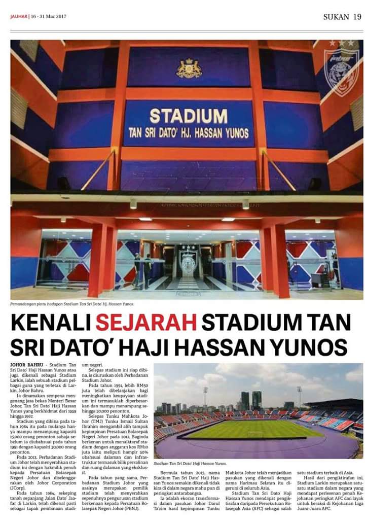 #jauhar Kenali Sejarah Stadium Tan Sri Dato' Haji Hassan Yunos, Larkin