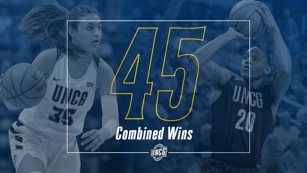 uncgspartans's tweet photo. STAT OF THE DAY:

@UNCGBasketball &amp; @uncgwbb combined for 45 wins this season…the most in the @SoConSports! #letsgoG #SoConHoops https://t.co/QJhOfRjtH3