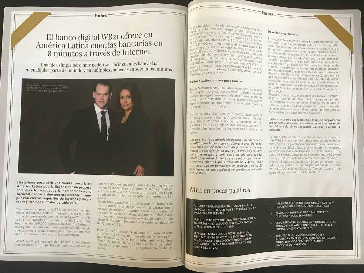 WB21 was featured as one of the fastest growing Banks at Forbes Latin America!