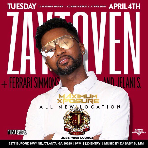 schweinbeck's tweet photo. [Event] 4/4 #Schweinbeck + @tjmakingmoves #MaximumXposure @Josephinelounge! Music by @DJBabySlimm &amp; hosted by @FerrariSimmons + @Jelani__S https://t.co/0ri9hjTtpw