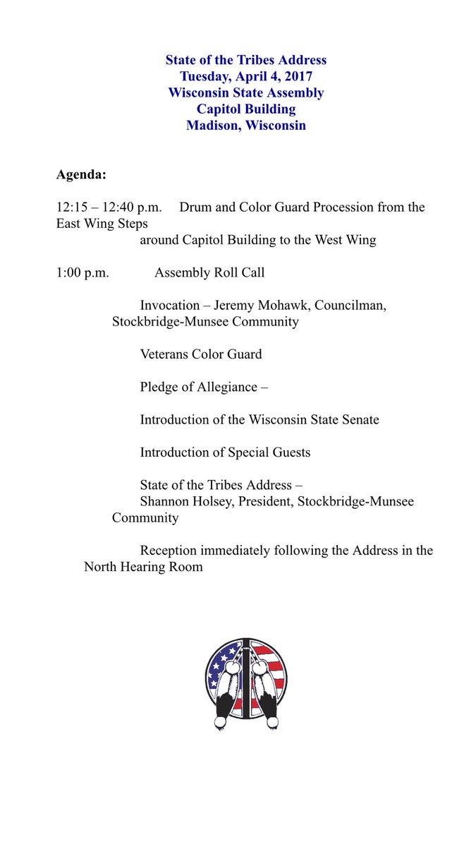 GreatLakesITC's tweet photo. Here's the agenda for the State of the Tribes address: https://t.co/e113gudDwQ