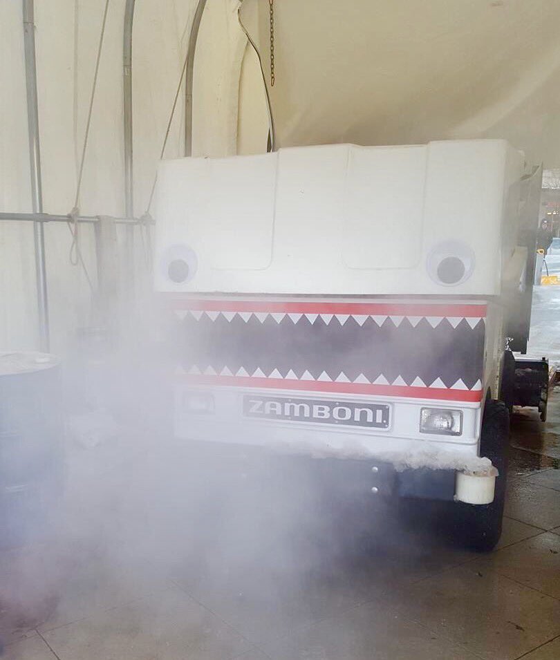 IceRinkEvents's tweet photo. Bruce, the terrifying Zamboni shark at Newport Skates in Newport, NJ, is going into hibernation. Catch you next winter! 🦈⛸💤 #icerinkevents https://t.co/SFOrbm5Igq