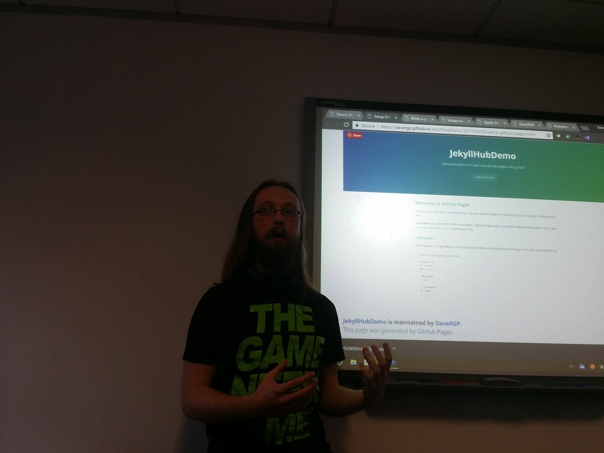TheStephLocke's tweet photo. Learning the fundamentals of hosting blogs for free on @github from @Biomimicron at @battlingbeards https://t.co/IfghzMuPcI