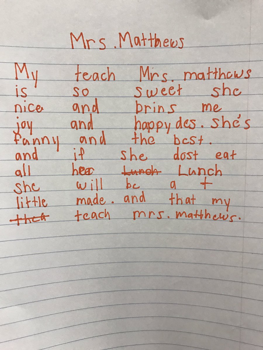 MrsWMatthews's tweet photo. I guess she calls it like she sees it. #honeststudents #writing https://t.co/sTlBpFxZnc