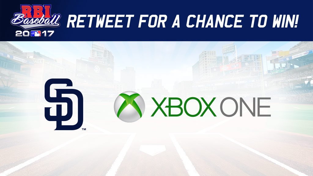 Padres's tweet photo. The @RBIGAME has hit the shelves &amp; now you can RT for a chance to win a #Padres @Xbox One S console! Rules: https://t.co/nP2dVj0Uk0 https://t.co/a9OpMxcX7T