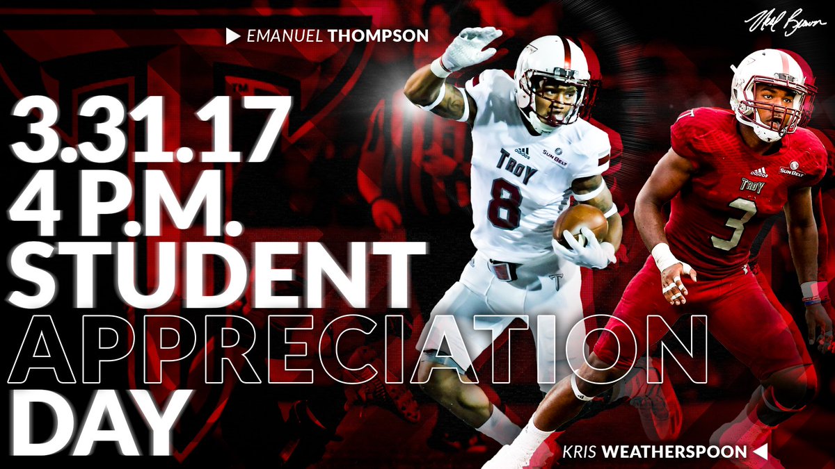 TroyTrojansFB's tweet photo. Students: Join us for an afternoon of fun and 🏈; our way of saying “Thank You” for your support. #OneTROY |  https://t.co/vXDtiGtBlf https://t.co/rZwPXBDt9j