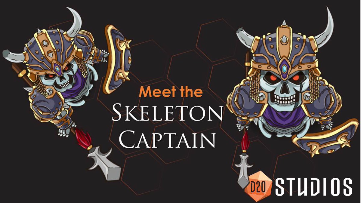 D20studio's tweet photo. His angle attack with his trusty spear sends all enemies running in terror. He cackles with delight...Meet our #SkeletonCaptain | #IndieDev https://t.co/sQCTOGtoP0