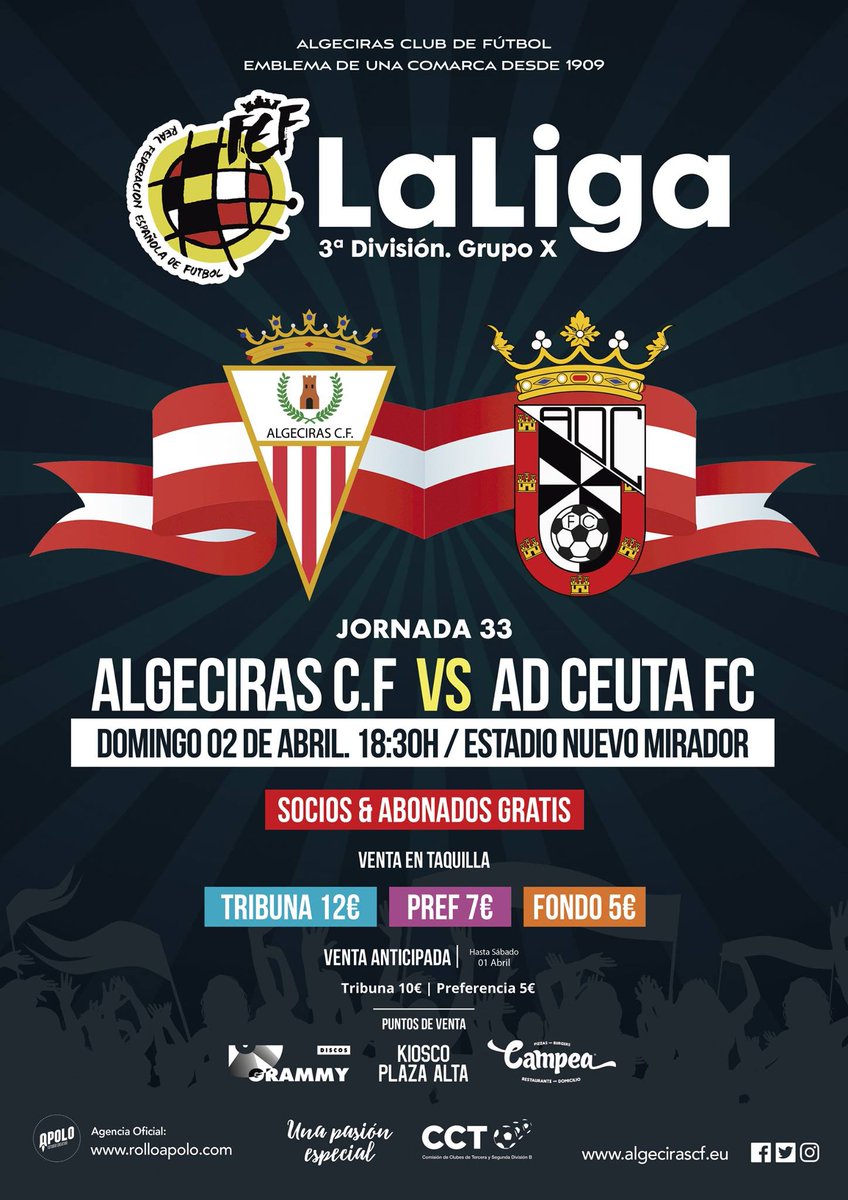 AlgecirasCF's tweet photo. SORTEO 🙌| ¿Quieres una de las tres entradas que sorteamos de Preferencia para el domingo? Haz RT al cartel y entra en el sorteo del sábado. https://t.co/KX7tOeZk12