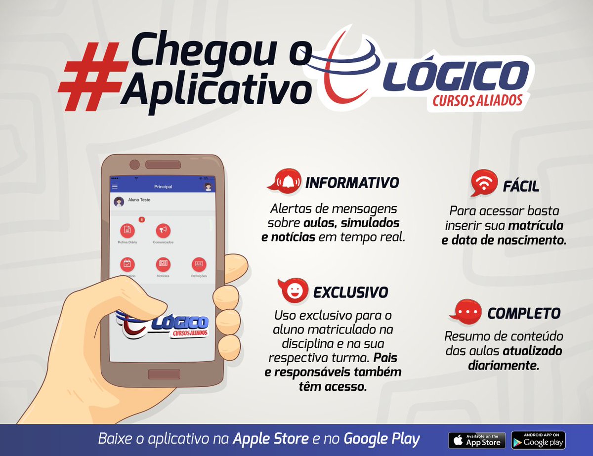 Qual o curso de Natal que agora tem um aplicativo exclusivo? 📱😎 Sim, o Lógico! \o/