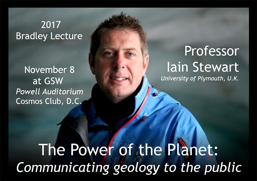 geolsocwash's tweet photo. GSW is delighted that @Profiainstewart will be our 2017 Bradley Lecturer. Join us for his talk on Nov. 8 at the Cosmos Club in DC. https://t.co/69dJfbCnzE