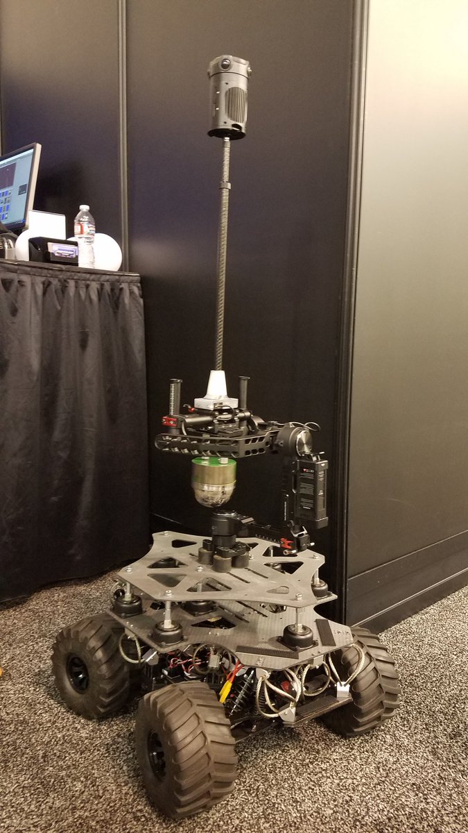 HoustonTexasVR's tweet photo. Impressive stabilized 360 camera rover from @prospervr. Maintains camera orientation/direction while turning. Many cool features #SVVR2017 https://t.co/tdJrmWidnL