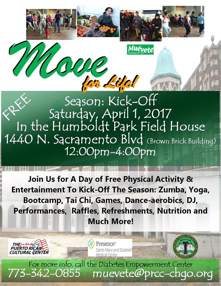 the Diabetes Empowerment Center in Humboldt Park invites you to:
MOVE for LIFE this Saturday April 1