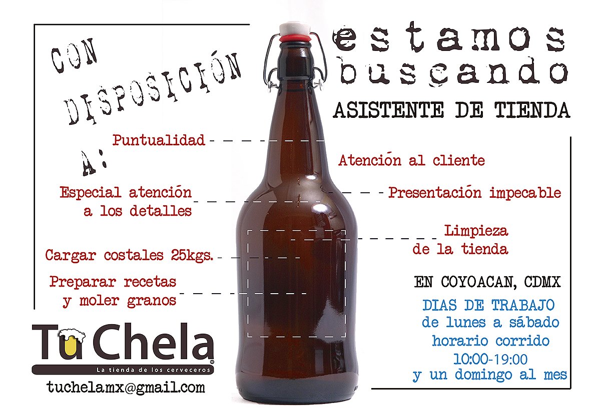 TuChelaDF's tweet photo. Por si saben de alguien, buscamos asistente de tienda... https://t.co/L3ZlkEnLNn