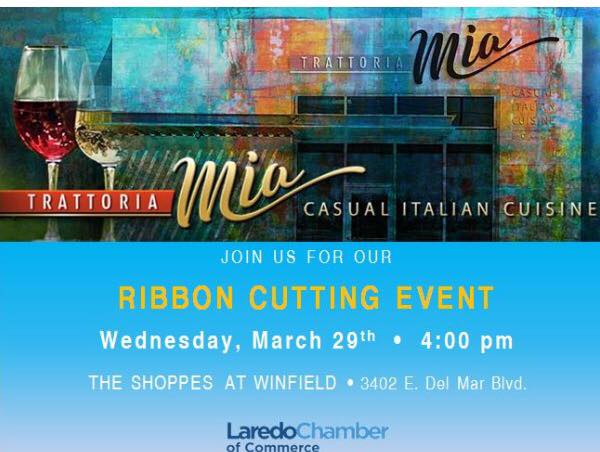 KillamDev's tweet photo. Celebrate with Trattoria Mia tonight at their Ribbon Cutting Event! #ShoppesAtWinfield #HolaLaredo #ForABetterTomorrow https://t.co/qlpXdR66GG