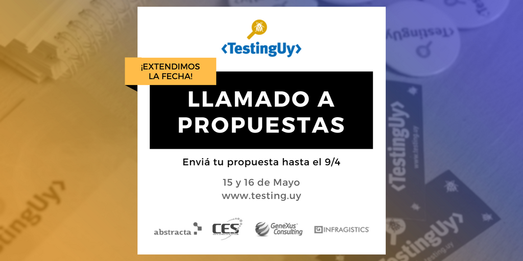 ¡Se extiende el llamado para la nueva edición de <a href="/testingUY/">TestingUy</a>! No te pierdas la oportunidad de mandar tu propuesta. #testing #edicion2017