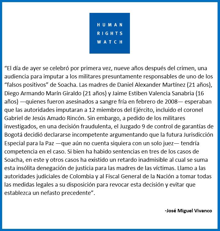 VivancoJM's tweet photo. Denuncio escandalosa decisión en caso Soacha.Debe ser revocada para que Madres de Soacha no sigan siendo víctimas de un fraude a la justicia https://t.co/Ya6Jw5gJgj