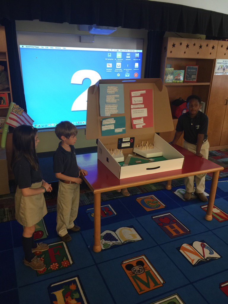 EricMitchellPC's tweet photo. Next up to bat w/ 2nd grade biography presentations, Ty Cobb. Creative  depiction of baseball stadium. https://t.co/yrO5HOmhLz