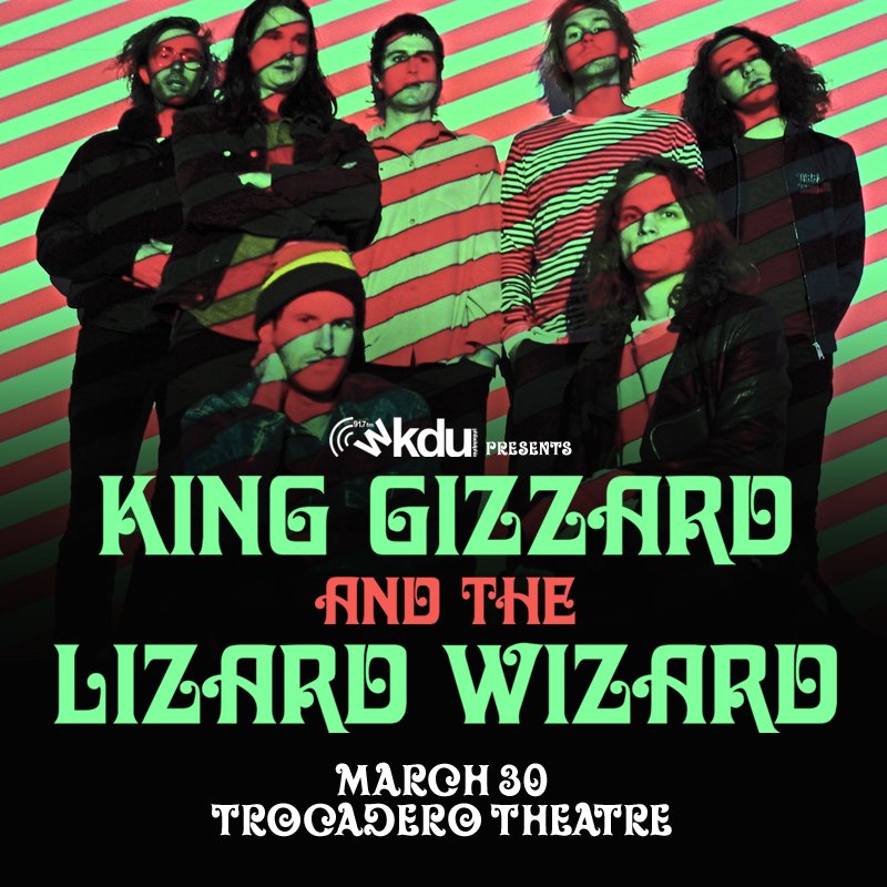 wkdu's tweet photo. TMRW NIGHT! #WKDUPRESETNS @kinggizzardband w/ ORB and @Stonefieldband at @thetrocadero. been pumped for this for soo long! #phillyhaps π€ https://t.co/t7TlxcUDsi