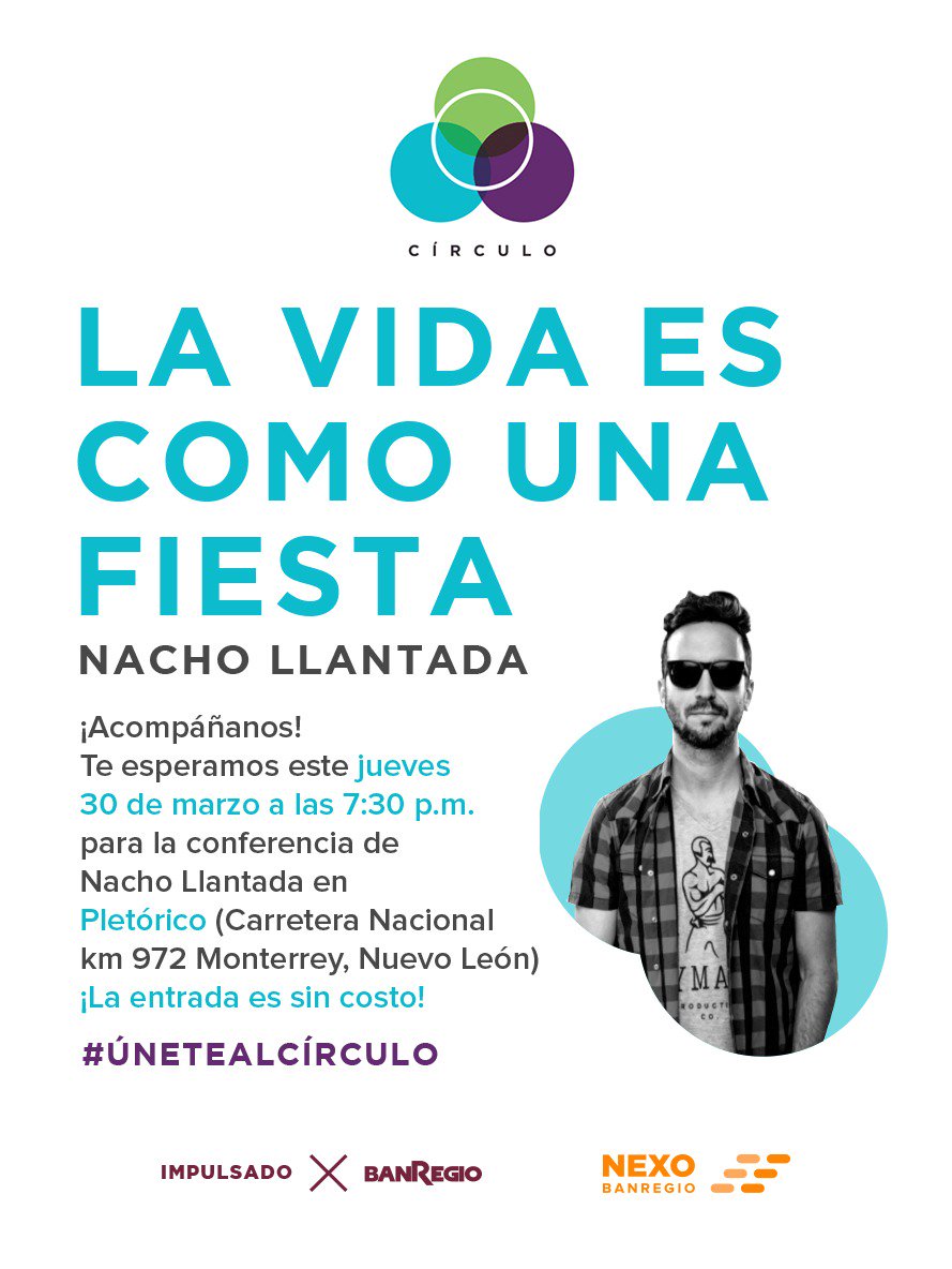 Acompáñanos en una conferencia única de la voz de Nacho Llantada @Nachito10.
#ÚneteAlCírculo
Regístrate: http://bit.ly/2obwImu