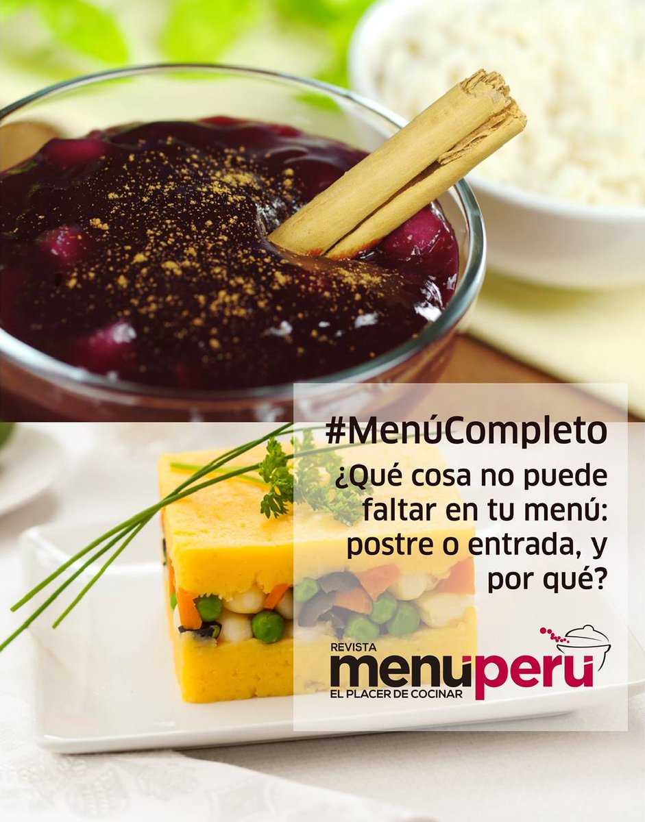 ¿Qué cosa no falta en tus almuezos? ¿Entrada o postre? ¡Las respuestas más sabrosas aparecerán en la revista! <a href="/menuperuoficial/">Menú Perú</a> ;)