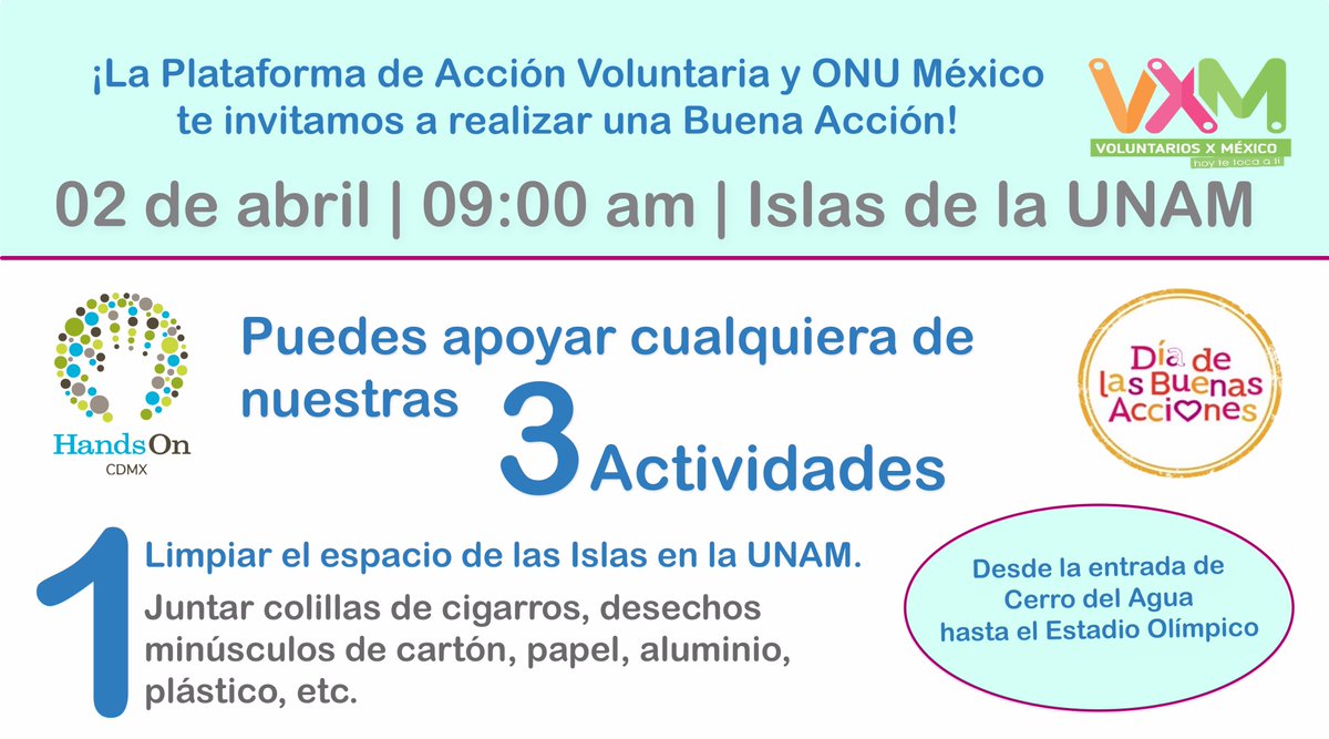 VNUMexico's tweet photo. ¡Conoce cómo puedes involucrarte y ser parte de este movimiento global!
#DiaDeLasBuenasAcciones https://t.co/4PXKD1K0on