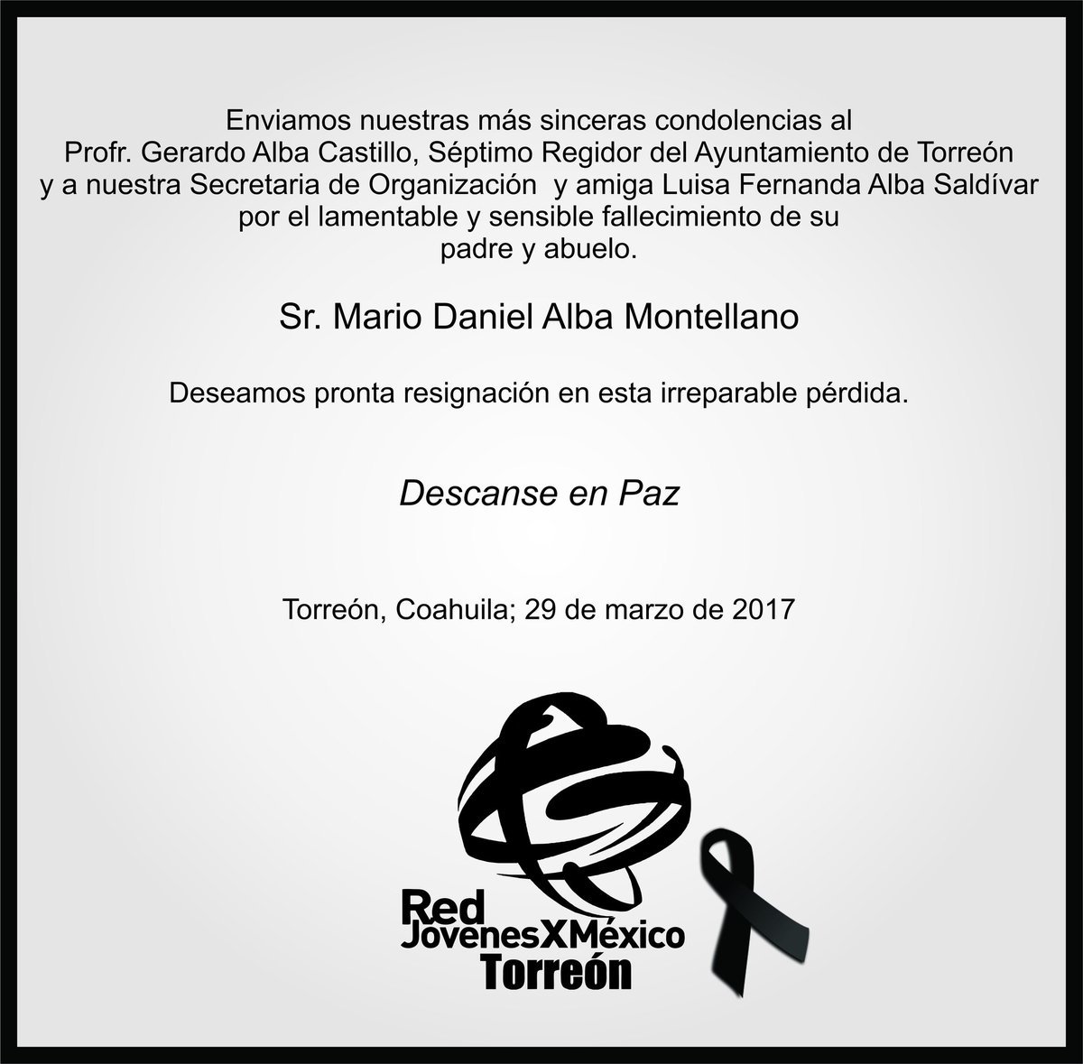 RJMTorreon's tweet photo. De parte del Equipo de la RED Torreon les mandamos un fuerte abrazo! @GerardoAlba1 @lfernandaalba https://t.co/zc0uDVD88M