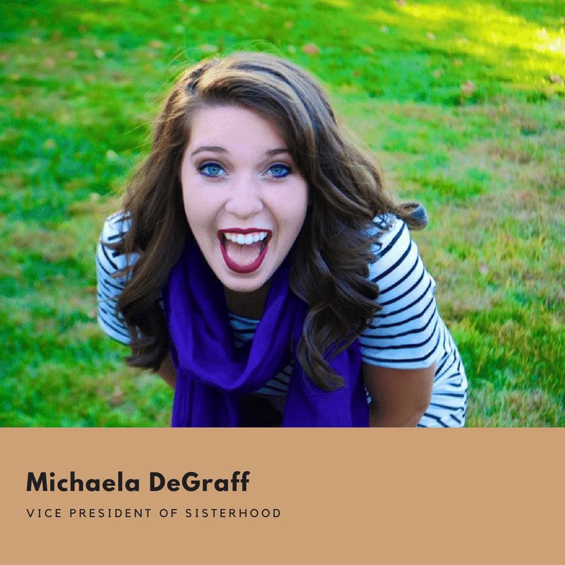IndStatePA's tweet image. For #WhyPanhellenicWednesday, we are featuring our Vice President of Sisterhood, Michaela DeGraff! Check out Instagram to know why!