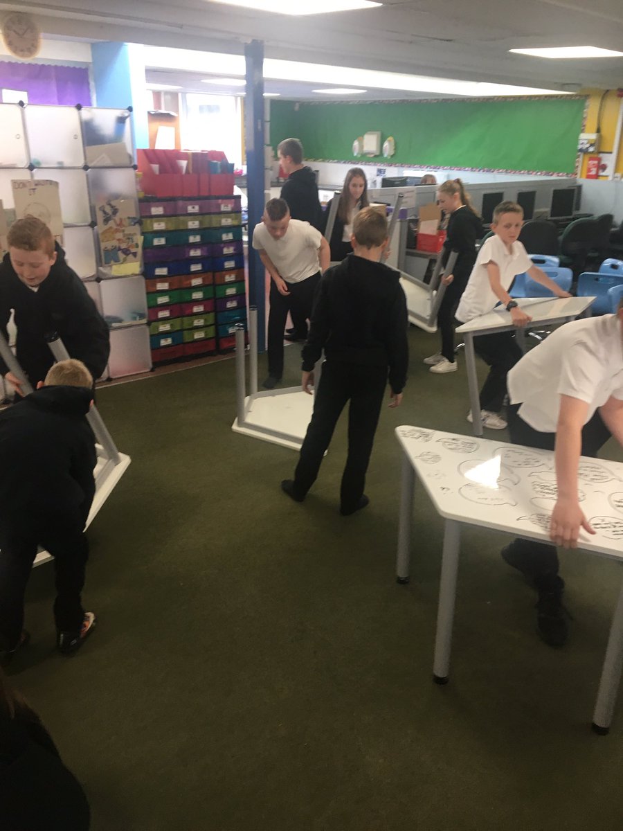 lasswadeps's tweet photo. Primary 7Y arranging their new furniture and making the most of their new whiteboard desks during maths today! @mispace16 https://t.co/AKyHWDY2FE