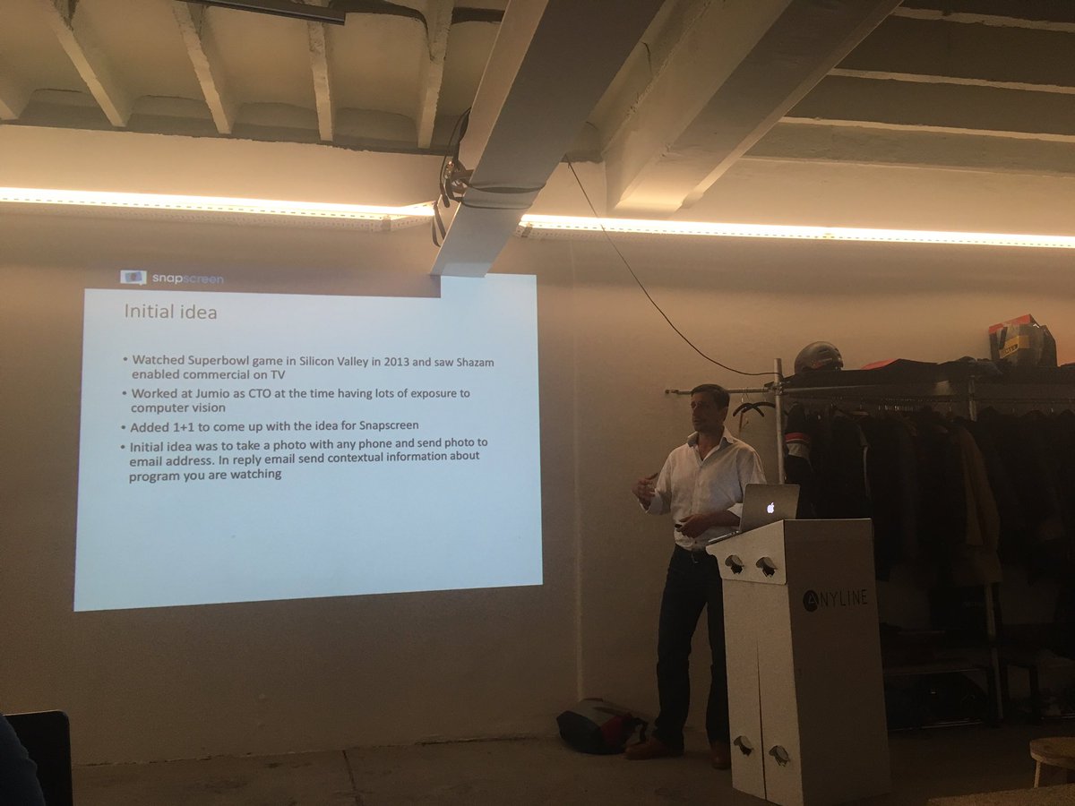 anyline's tweet photo. Thomas Willomitzer from #Snapscreen introducing his company and the idea behind it! #viennaCV #ComputerVision https://t.co/BW1bquEb0K