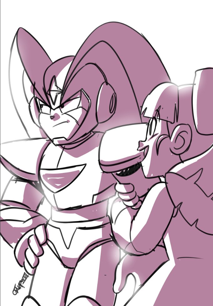 Jampolinski's tweet photo. Bass and Roll sketch. #megaman #bass #capcom #roll https://t.co/DWHLX1siZZ