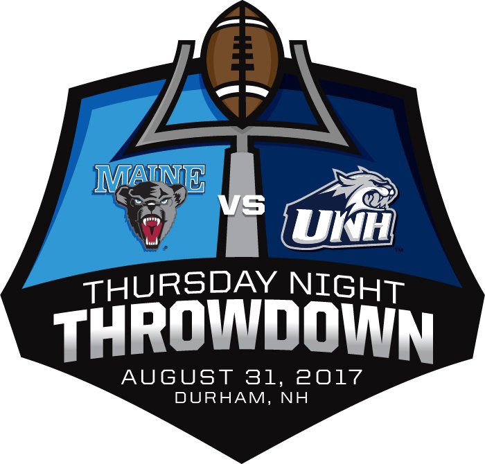 BlackBearsFB's tweet photo. Maine Football will meet UNH on 8/31 in the first-ever 'Thursday Night Throwdown' 
#INorOUT #BlackBearNation

Info: https://t.co/x4YZH7ZcL8 https://t.co/r5Gm5IgLtj