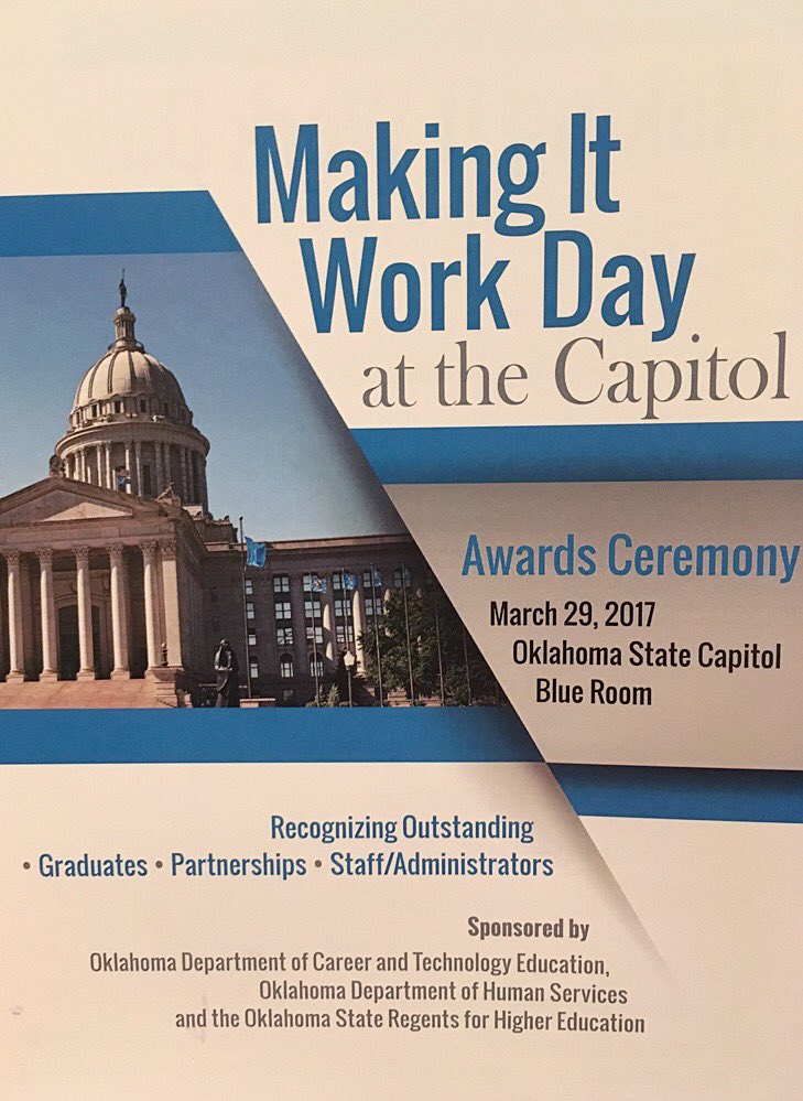 okcareertech's tweet photo. We are here! The Awards Ceremony is about to start. #MakingItWorkDay #okcareertech https://t.co/6ziHCWcOly