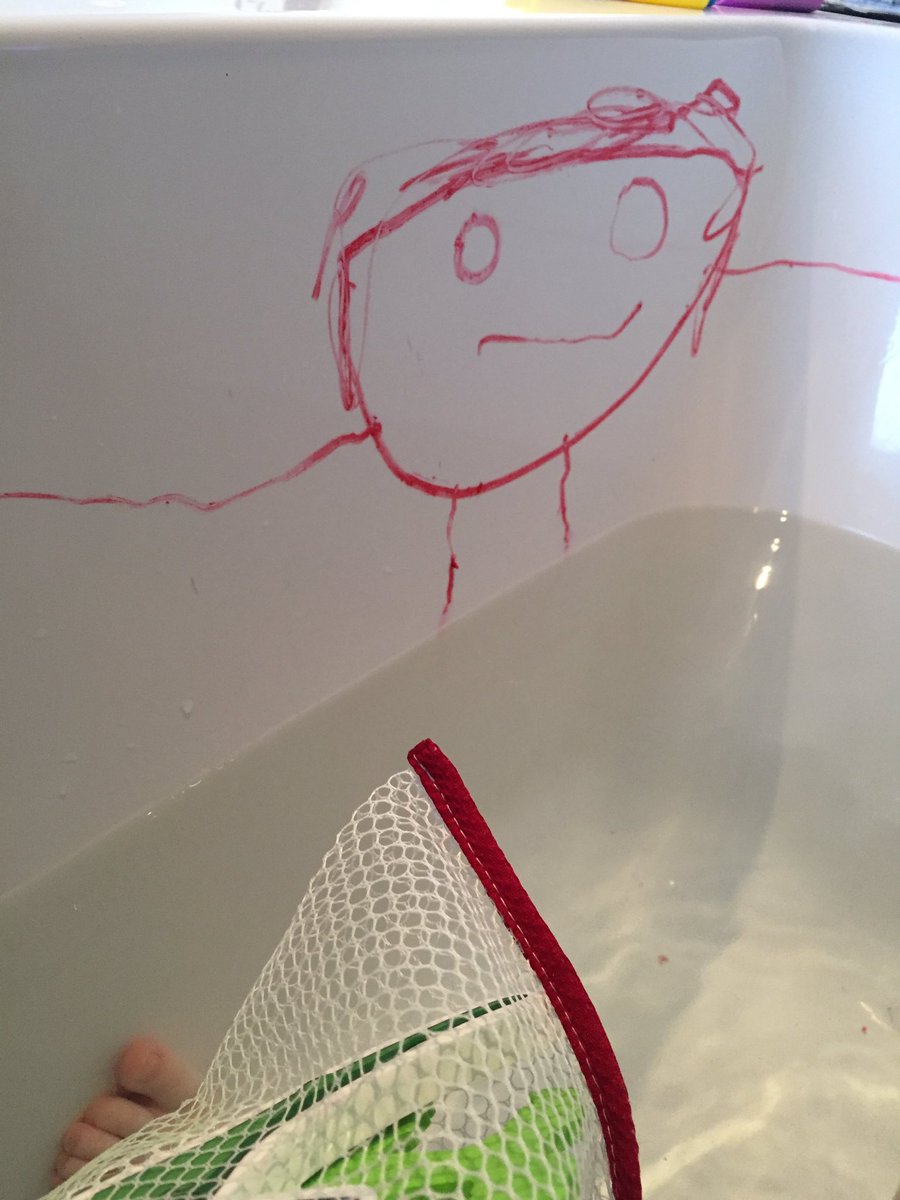 Our 3 year old has drawn an awesome monster with his bath crayons #artist