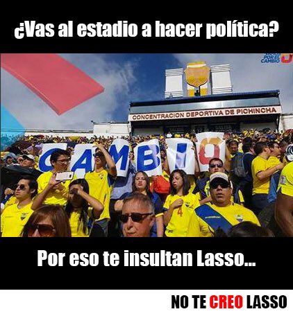 Los hinchas reaccionaron ante el descarado oportunismo del chulquero para provocar en pleno partido. Eso es intolerable. #LassoEstáAcabado