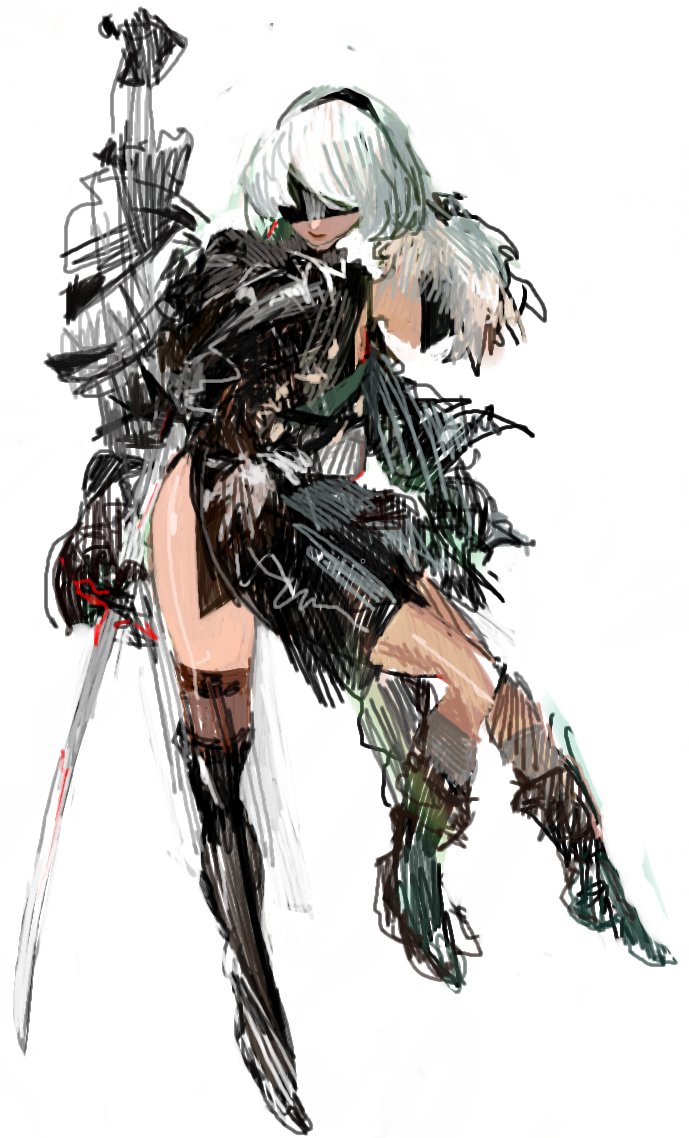 ヨルハ二号B型 「2B &amp; 9S https://t.co/XDynfpsJ7g    #」|８９３９のイラスト