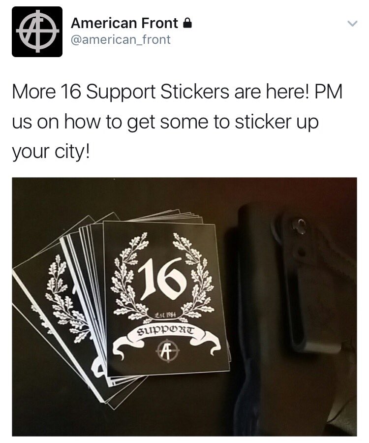 16_Support's tweet image. Support @american_front while triggering your local antifags with these high-quality stickers! DM for details.