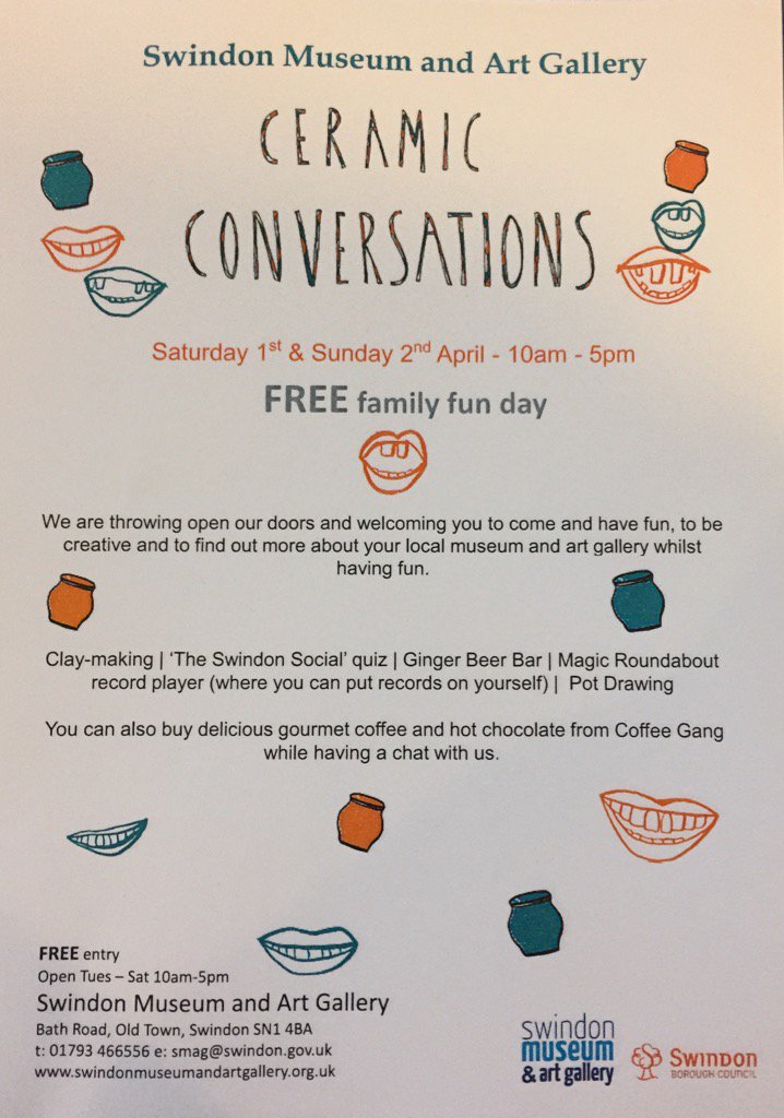 FrMASwindon's tweet photo. This weekend @MuseumandArt FREE Family Fun Day 10am-5pm Saturday and Sunday. #clay-making #potdrawing #ceramics https://t.co/BX5QattTex