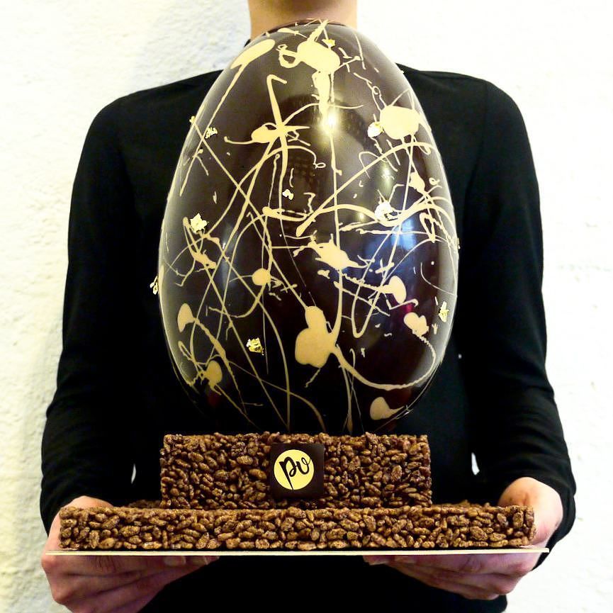 HAPPY ALMOST EASTER. The incredible @sonya_vaniye has made a 1.6kg choc egg masterpiece filled with spiced nut crunch biscuits and praline …