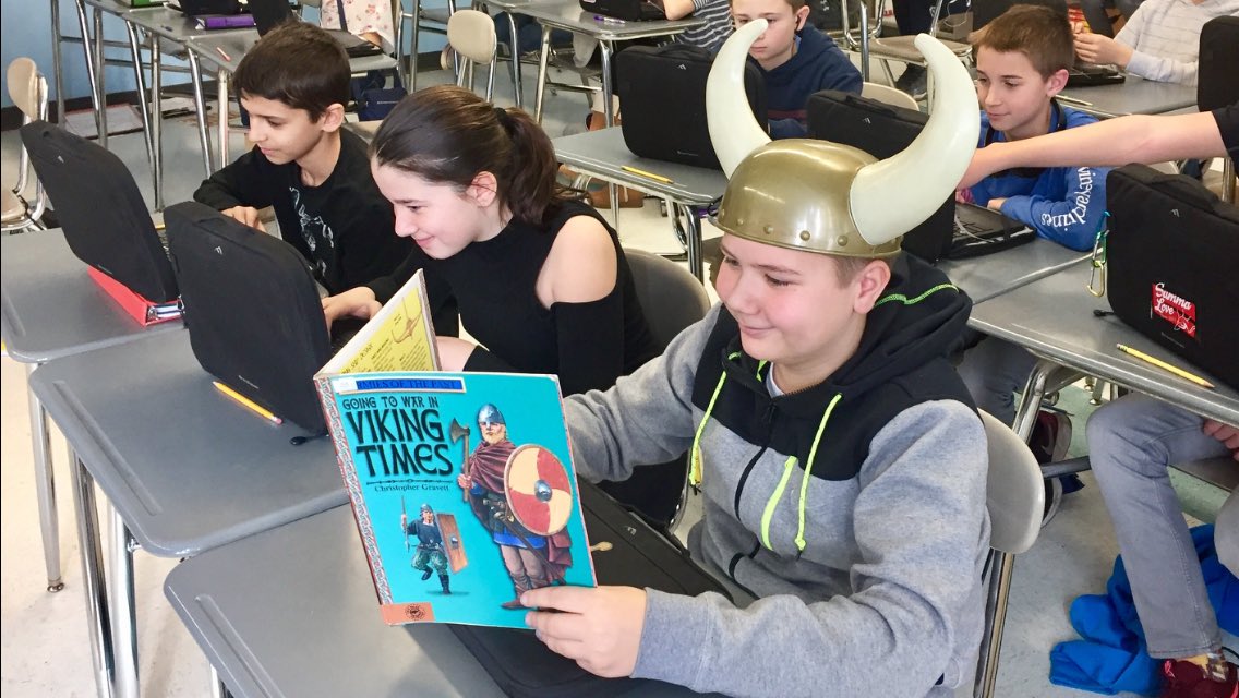 libertyclass228's tweet photo. Ss developed questions about Norse / Viking culture to explore in digital and print resources. Fun day! @ThompsonMSNJ #MTPSpride https://t.co/sf1B08QqF5