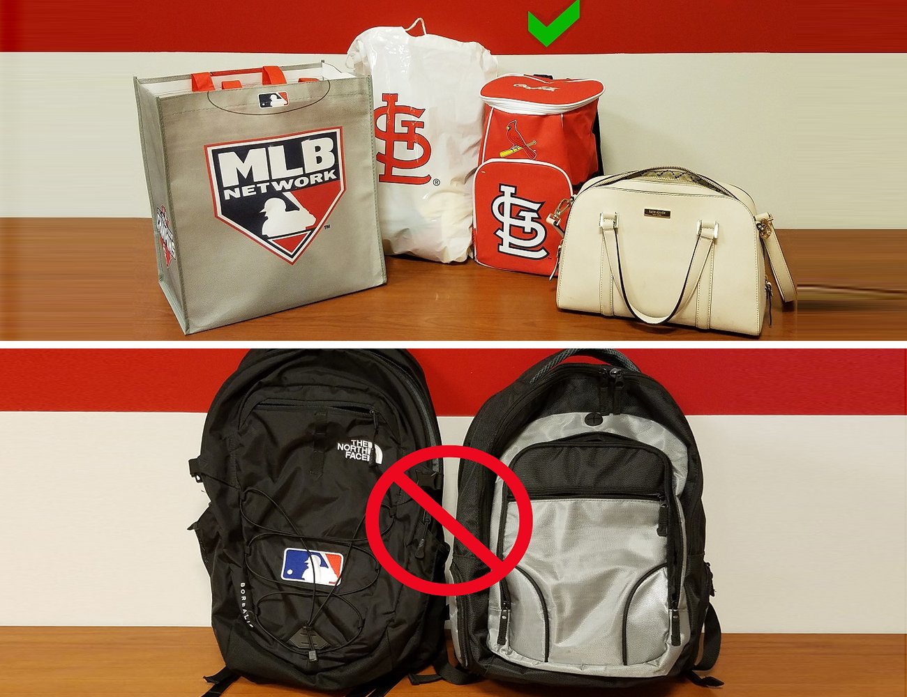 St. Louis Cardinals on X: New for 2017: backpacks & ice packs are not  permitted inside Busch Stadium. Duffels, totes, cinch bags & purses OK.    / X