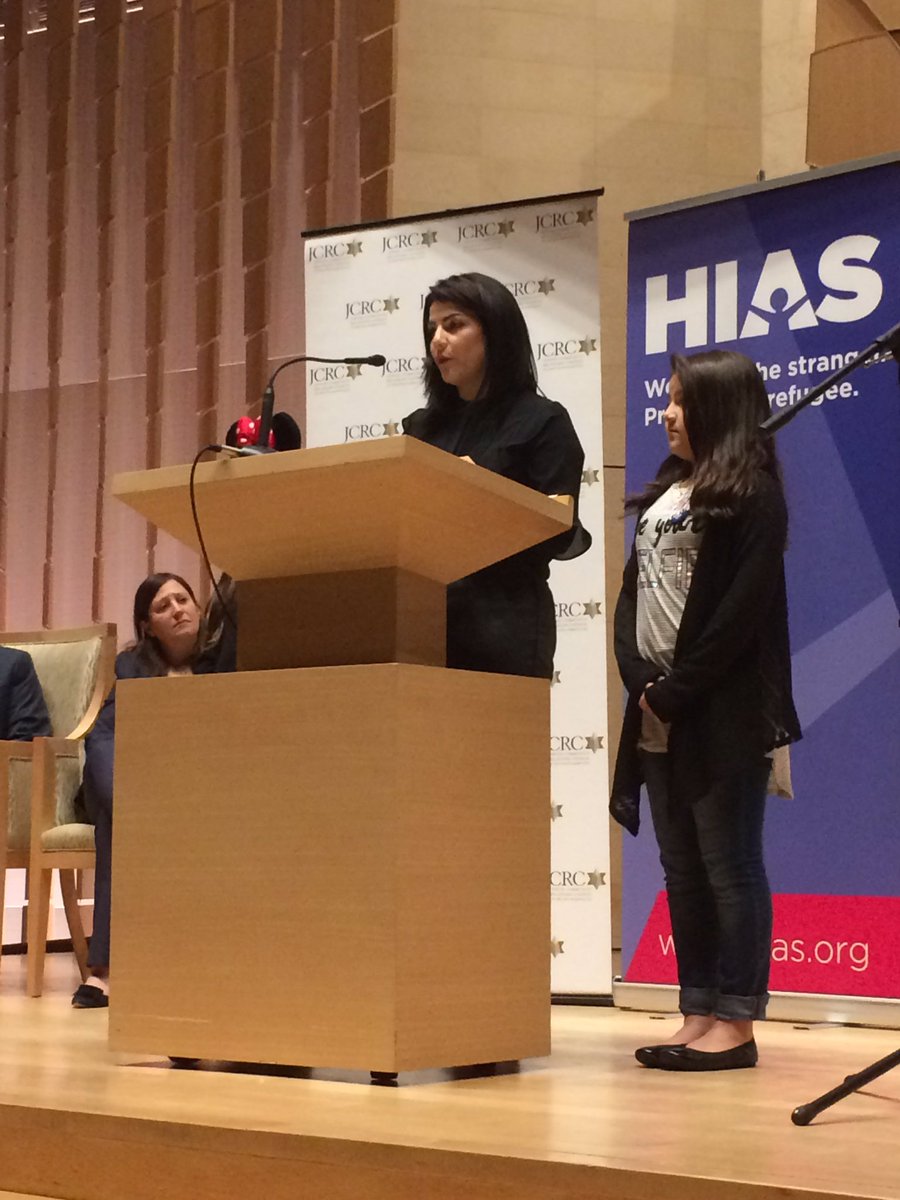 JoshNeirman's tweet image. Aliaa Noha Khaled, a Syrian refugee, shares her heartbreaking story and how we must continue to welcome Syrians! #JewsforRefugees