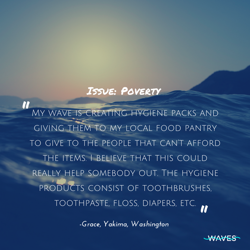 wavesinaction's tweet photo. SHOUT OUT to Grace and her WAVE! This is a great idea to fight poverty. DM us what your WAVE is doing! #WAVESINACTION https://t.co/272PVLPes3