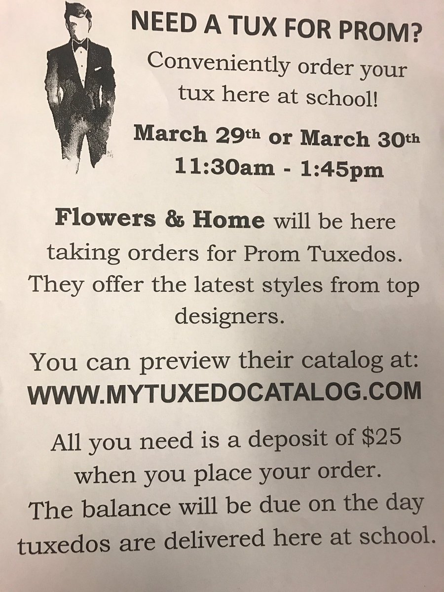 Look fly in your suit and tie!! Get your tux at school, they will be back again tomorrow🕺🏼