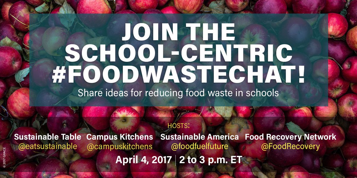 foodprintorg's tweet photo. Don't miss the #FoodWasteChat! We'll discuss what students can do w/ @campuskitchens @foodfuelfuture @FoodRecovery on 4/4 from 2-3p ET https://t.co/qS7kz8tApP
