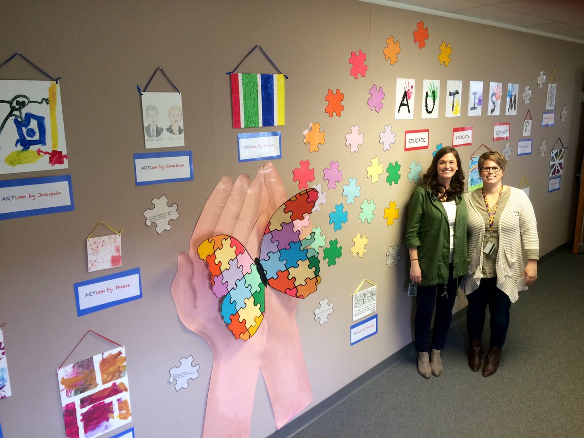kirkendallART's tweet photo. ARTism Awareness at Central Office! One of my favorite displays to create with my friend, Mrs. D! #autismawareness #ARTism #WCSmission https://t.co/HPpyzsUqxK