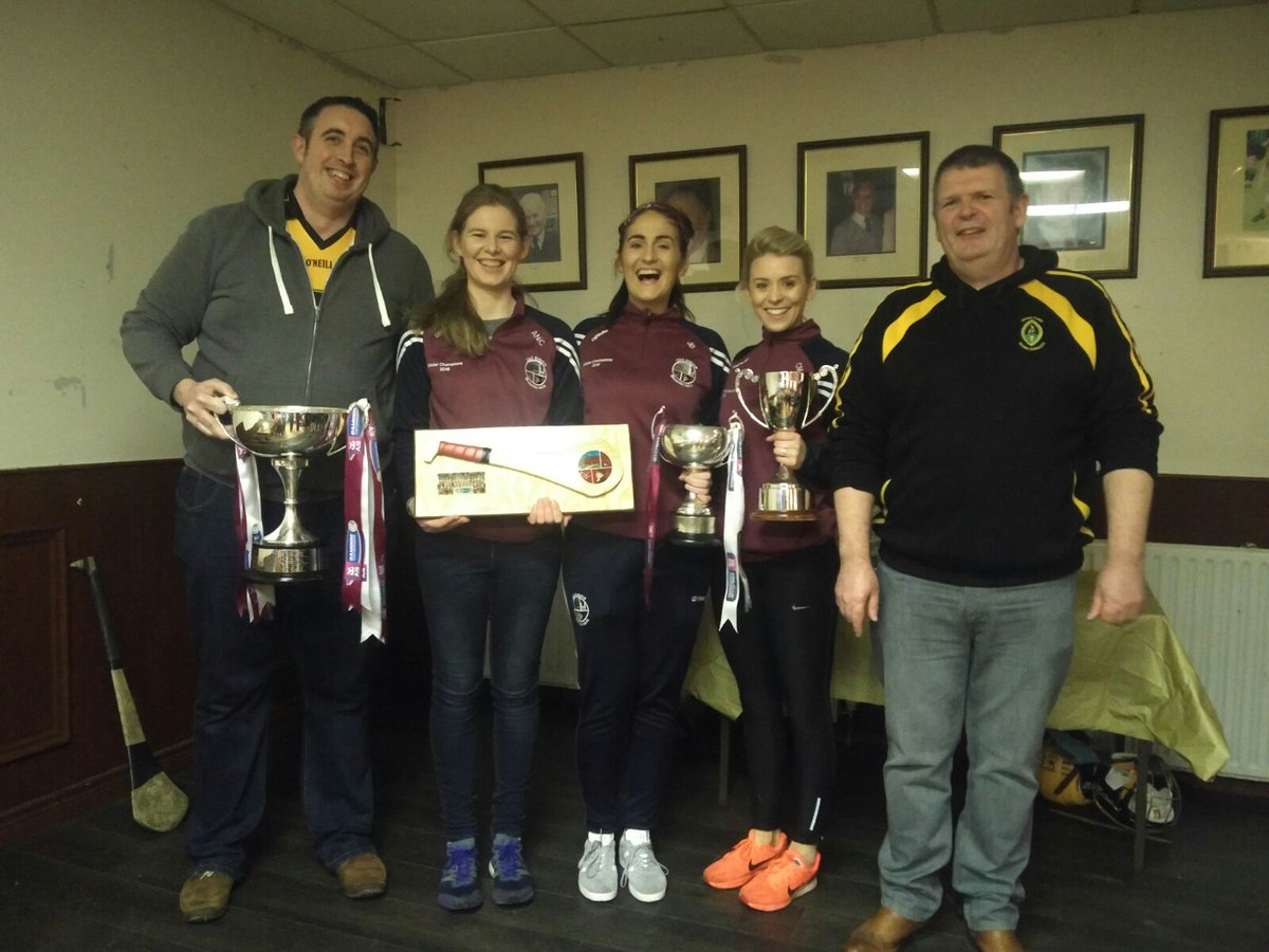 NaomhEannaCLG's tweet photo. Massive honour to have @GACSlaughtneil All Ireland winning Camogs, Aoife, Clare and Jolene at the club #Community #clann #Gaeilge #CLG https://t.co/A260kfJXgd