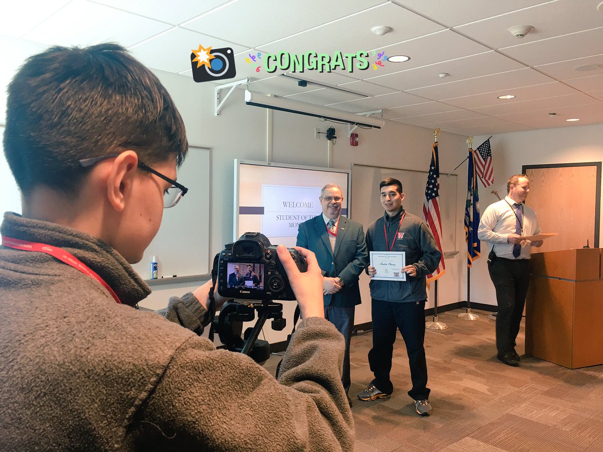 JMWdigitalmedia's tweet photo. We are very excited that Digital Media's own Austin C. was named student of the month for February! Go Austin! #afrimbehindthecam #DMatwork https://t.co/6CwIkReekp