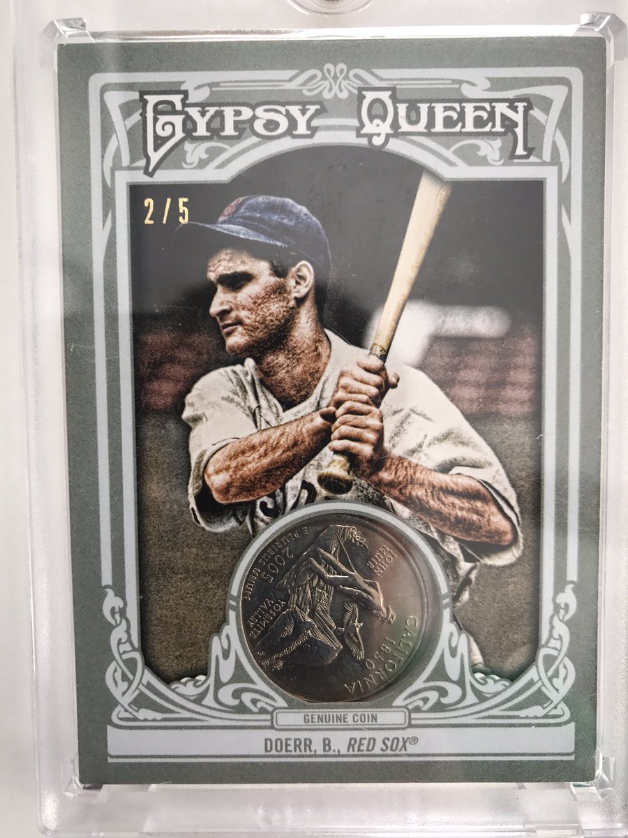 Doerrcollector's tweet photo. Not 2017 but how bout 2013 Gypsy Queen Bobby Doerr Hometown Collection with Quarter embedded #/5-only one I have ever seen #recentpickup https://t.co/lp0iFHY3Ch