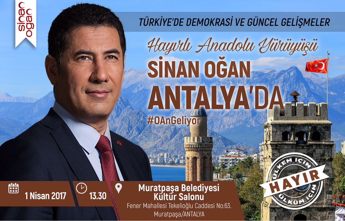 1 Nisan 2017'de Saat 13.30'da Muratpaşa Bel. Kültür Sarayın'da Antalyalı vatandaşlarımızla buluşacağız. Hepiniz davetlisiniz.