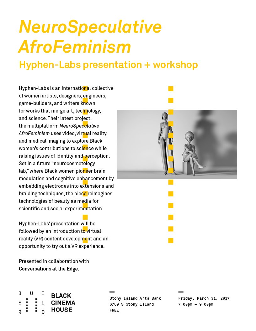 FRIDAY we're collaborating w/ <a href="/hyphen_labs/">Hyphen-Labs</a> to present their amazing new work on NeuroSpeculative AfroFeminism (yes its as cool as it sounds)